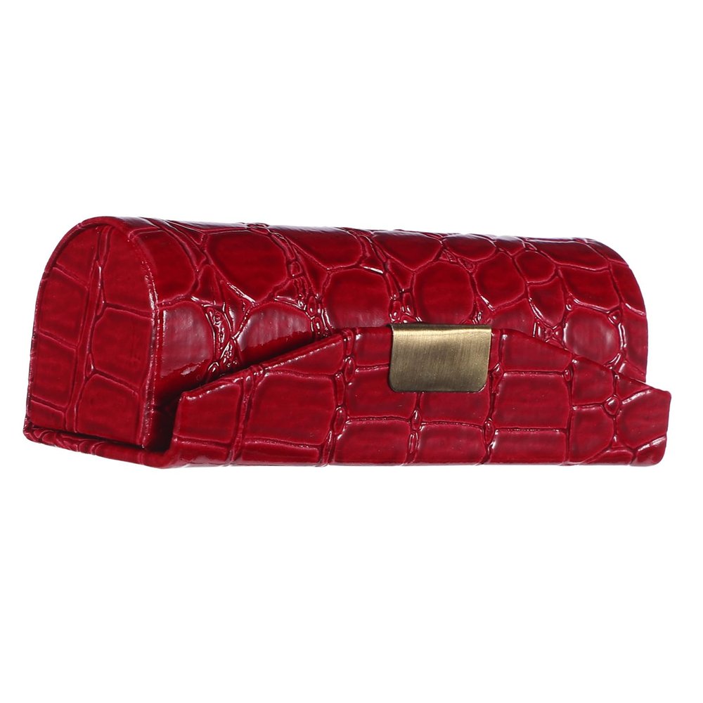 Beavorty Lipstick Holder Case Mirror Pu Leather Single Lipstick Storage Box for Makeup Versatile and Stylish Lip Balm Organizer Vibrant Red for Women and Girls