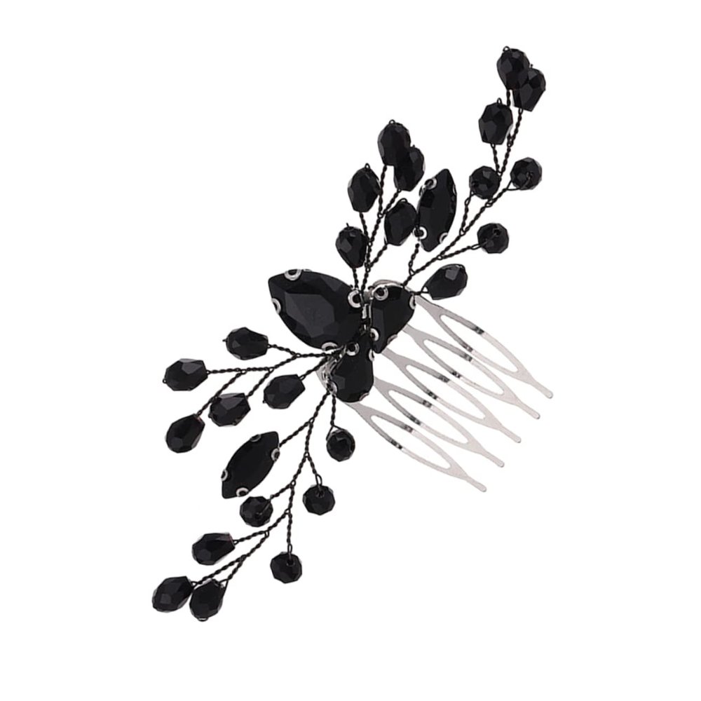 minkissy Black Crystal Hair Comb for Brides Rhinestone Side Hair Accessories for Weddings Halloween and Special Occasions Elegant Headdress for Women and Girls