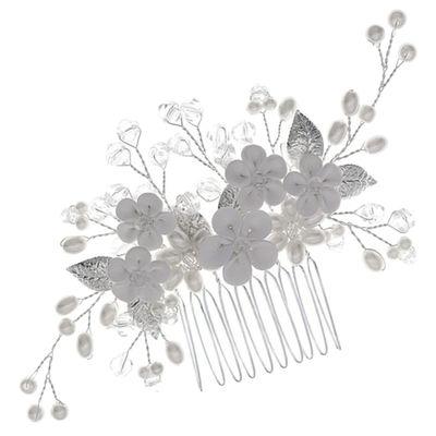Beatifufu Flower Elements Decorative Hair Comb Pearls and Rhinestones Elegant Side Comb for Weddings Parties and Daily Wear Lightweight Hair Accessory for Women and Girls
