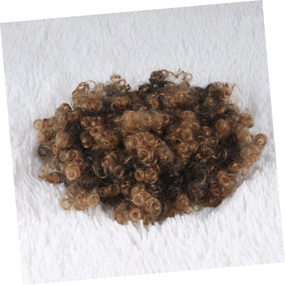 Angoily Fluffy Hair Buds Hair Decoration for Women Golden Caterpillar Wig Accessory Easy to Use High Temperature Adds Volume to Ponytails for Ladies and Girls