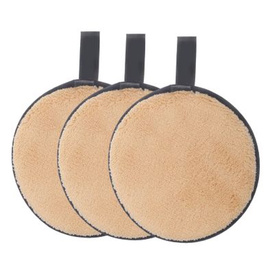 NOLITOY 3pcs Makeup Remover Pads Facial Cleaning Pad Powder Puff Round for Women Reusable Makeup Removal Random Color