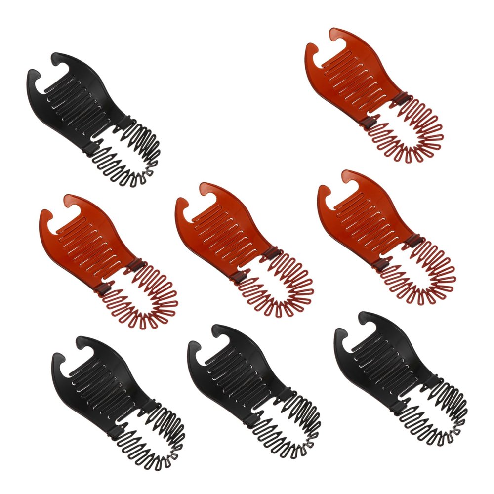 Angoily 8pcs Hair Clamp for Women Side Hair Combs for Braiding Use Headdress Clips Stylish and Functional Black and Brown