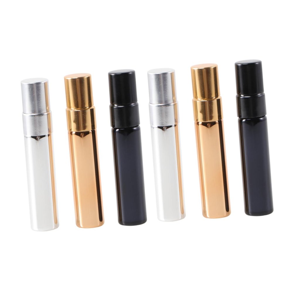NOLITOY 6pcs Refillable Spray Bottles Glass Half-cover Containers for Perfume Caps Silver Black for Travel and Gym Use