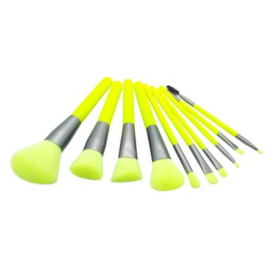 Mipcase 10pcs Colorful Makeup Brush Set Professional Cosmetic Tool Kit for Women Soft Easy to Clean Blending Brushes for Occasions Fluorescent Green