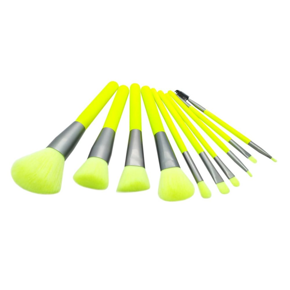Mipcase 10pcs Colorful Makeup Brush Set Professional Cosmetic Tool Kit for Women Soft Easy to Clean Blending Brushes for Occasions Fluorescent Green