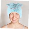 Didiseaon Cat Ear Shaped Fast Drying Bathing Cap Random Cat Beard Style Lightweight Shower Accessory for Home Use and Travel Super Absorbent Frizz for Hair Types view 2
