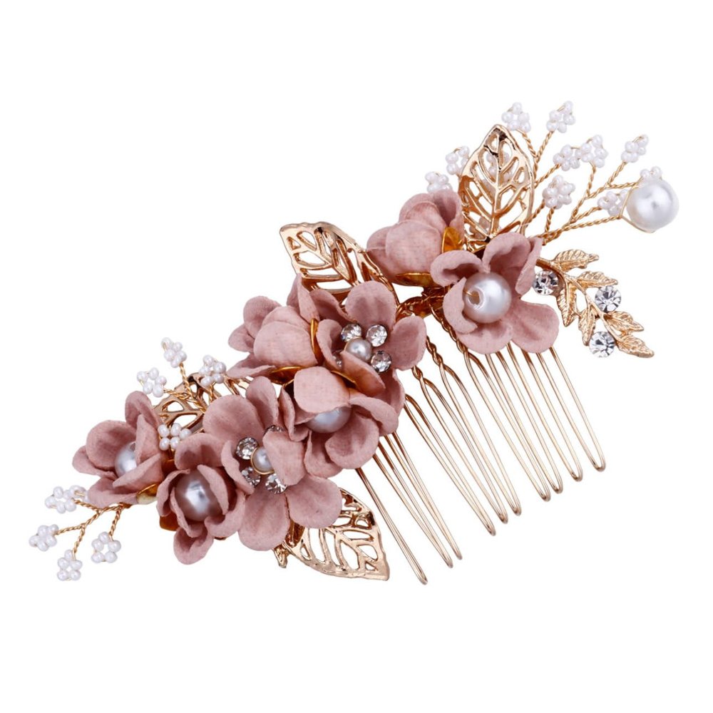 Beatifufu Floral Wedding Headpiece Hairpin for Brides Elegant Pearl Flower Hair Comb for Bride and Bridesmaid