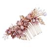 Beatifufu Floral Wedding Headpiece Hairpin for Brides Elegant Pearl Flower Hair Comb for Bride and Bridesmaid view 1