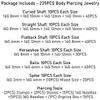 235PCS Septum Piercing Kit for All Body Piercings 14G 16G Horseshoe Circular Barbell for Nose Tongue Lip Ear Eyebrow Cartilage Tragus Helix Daith Piercing Jewelry view 3