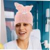 Beatifufu 2pcs Cat Ear Microfiber Hair Drying Cap Quick Drying Towel for Hair Soft Absorbent Bath Tool Button Design Cute Shower Cap for Effortless view 4