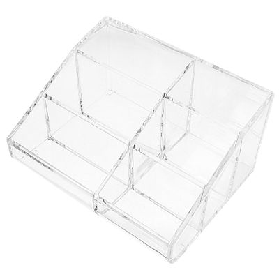 Angoily Sturdy Acrylic Vanity Makeup Box 6-compartment Storage Case for Cosmetics Sundries