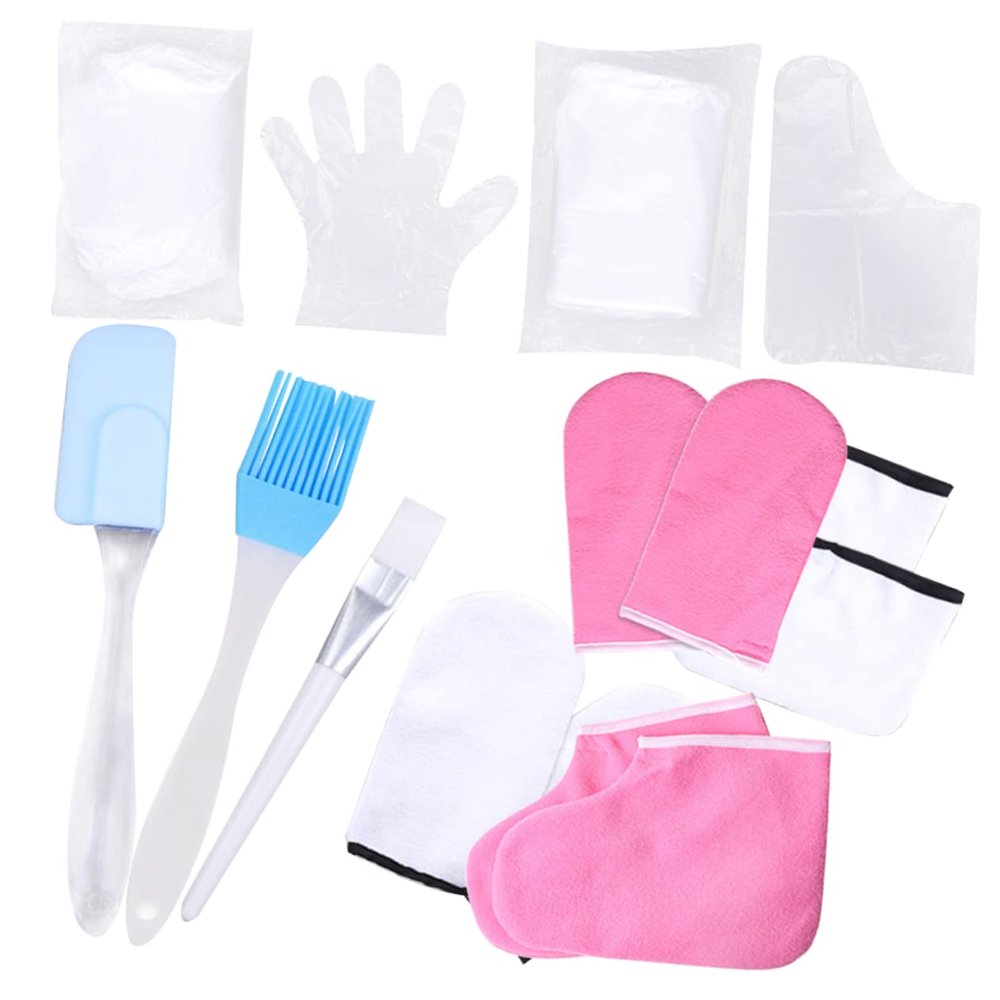 NOLITOY 1set Moisturizing Hand Care Gloves and Foot Covers Spa Exfoliating Scrub Accessories for Paraffin Wax Treatment Cotton and Material Fits Random Color
