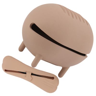Angoily 1Set Silicone Makeup Tool with Breathable Powder Puff Storage Case and Makeup Brush Holder for Organized Cosmetic Supplies Portable and Washable Khaki Box for Beauty Sponges and Blenders