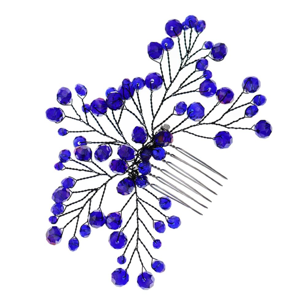 Angoily Bridal Hair Comb Blue Zircon Elegant Side Combs for Women Wedding Hair Accessories for Brides for Special Occasions Comfortable Fit Stable Grip