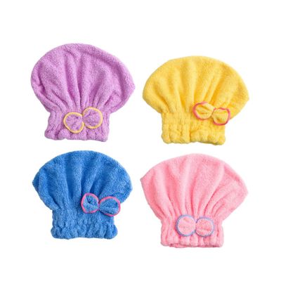 NOLITOY 4pcs Coral Fleece Hair Drying Cap for Women Shower Turban Yellow and Light Quick Drying Comfortable Bathing Makeup and Face Washing