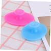 Angoily 2pcs Silicone Face Cleanser Massager Gentle Exfoliating Scrubber Pads for All Skin Types Handheld Facial Cleaning Brush Small Sky Blue Small Rose Red view 3