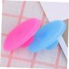 Angoily 2pcs Silicone Face Cleanser Massager Gentle Exfoliating Scrubber Pads for All Skin Types Handheld Facial Cleaning Brush Small Sky Blue Small Rose Red view 4