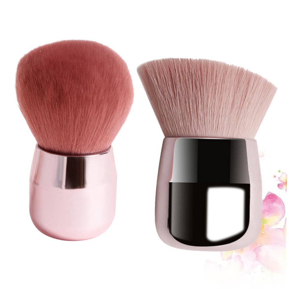 Angoily 2pcs Makeup Mushroom Design Blush Brush Set Double Ended Setting Puff Powder Brush Natural Fiber Portable for Daily or Professional Use