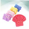 Angoily 5pcs Coral Fleece Hair Drying Cap Set Double-Sided Quick Dry Turban Bowknot Ultra Absorbent for Bathing Make-up and Daily Use Yellow Pink Red view 2