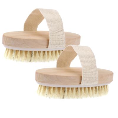 Angoily 2pcs Exfoliating Body Brush Wooden Bristle Bath Scrubbers for Softening Skin Cellulite Reduction and Improved Circulation Spa and Home Use