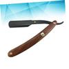 Angoily 2pcs Vintage Wooden Handle Straight Razor for Men Manual Metal Shaving Razor for Beard Hair Shaping and Salon Use Easy to Use and Portable view 2