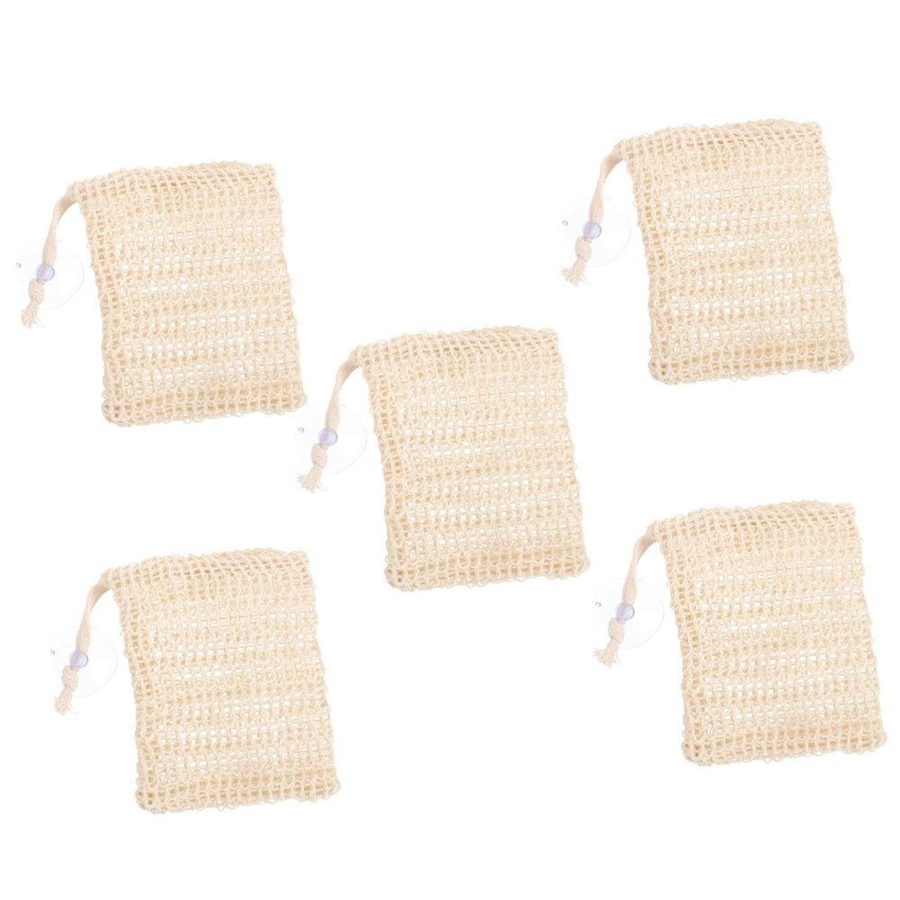 Angoily 5pcs Exfoliating Bar Soap Drawstring Bags Foaming Soap Net Pouches for Shower Storage Convenient Cup Design