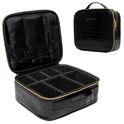 Carrywell Makeup Bag Travel Case 2-Pack, Not-Made In China, Train Case for Cosmetics, Portable Beauty Organizer, Cosmetic Storage Bag With Adjustable Dividers For Make Up and Brushes