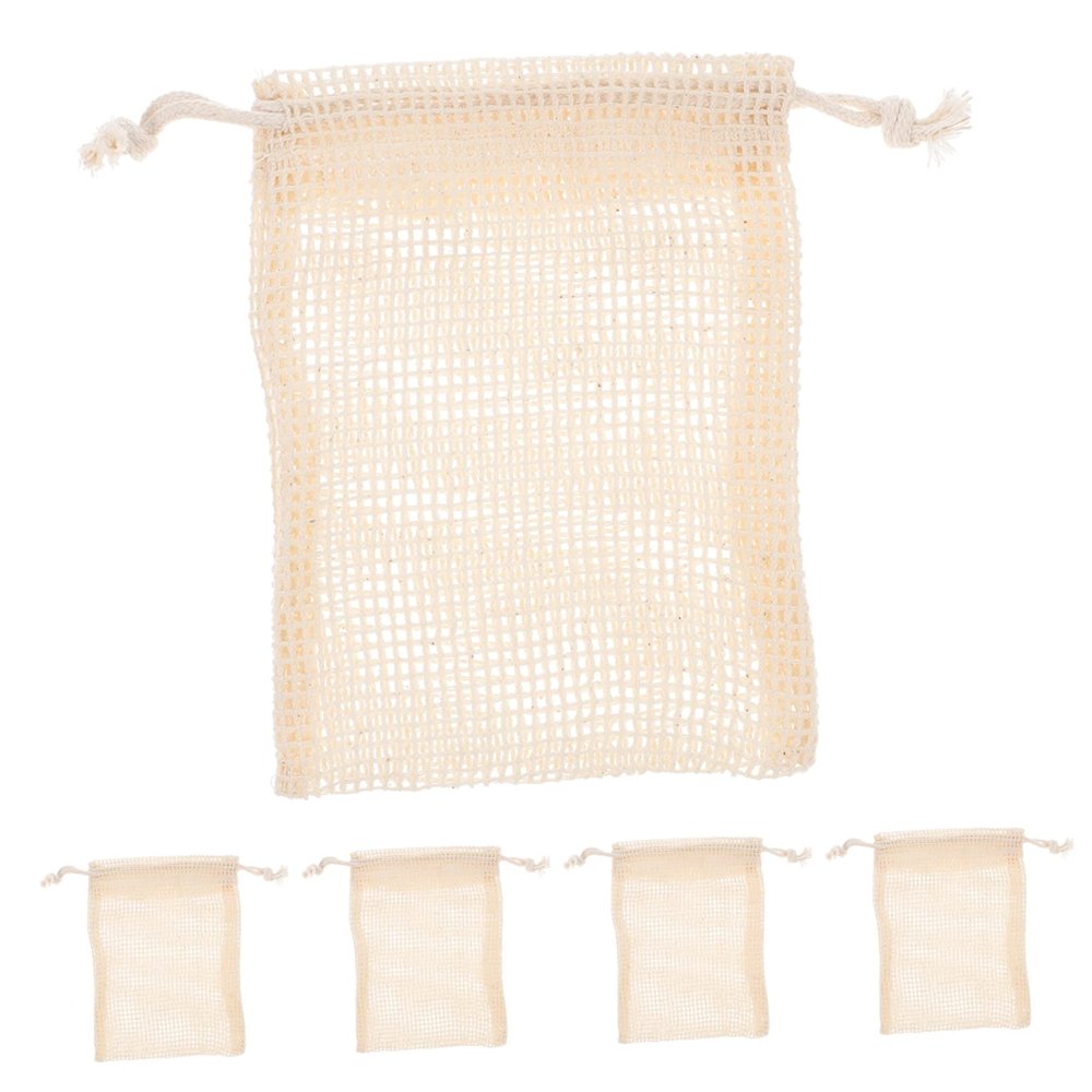 Angoily 5pcs Linen Soap Pouches Reusable Bathing Tool for Exfoliating and Creating Lather Multi-color Mesh Storage Bag for Soap and Shower Gel Use