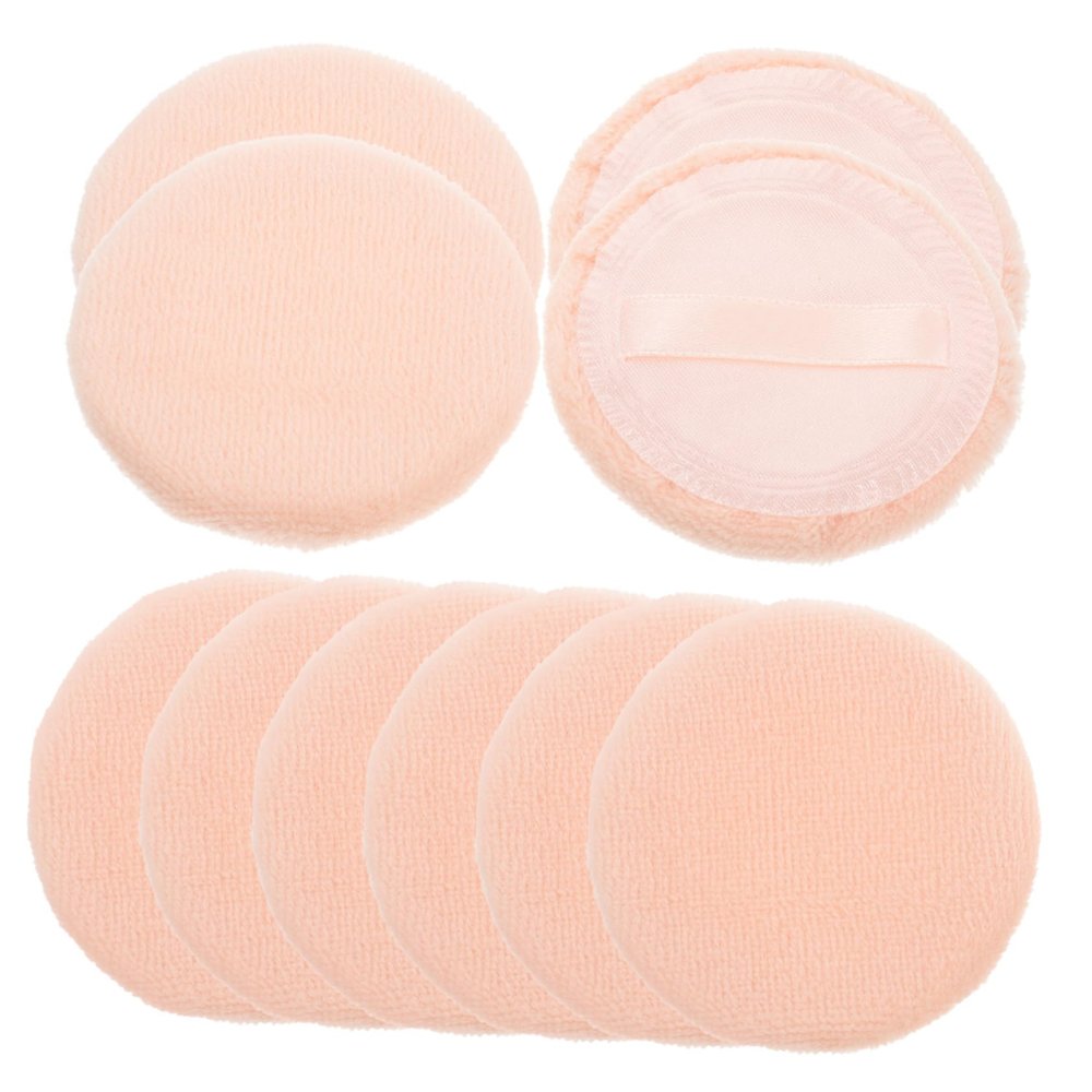 Angoily 10pcs Round Cotton Velour Powder Puff Soft Makeup Application Tool for Loose Powder Setting Blusher and Highlighter Home and Salon Use