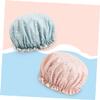Angoily 2pcs Double-layer Women Shower Cap Washable Reusable for Bathing Cat Print view 3