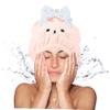 Angoily 2pcs Cartoon Hair Drying Caps Coral Fast Drying Shower Towel Bowknot Design Water Absorbent Hair Wrap for Women Cute Long Ear Cat Pink view 3