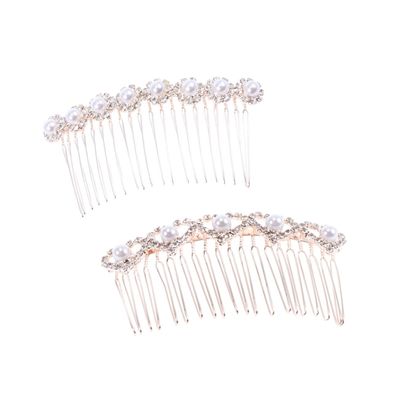 Angoily 2pcs Rhinestone Hair Combs for Brides Elegant Alloy Hair Accessories for Wedding Engagement Prom and Special Occasions Delicate Inlay Design