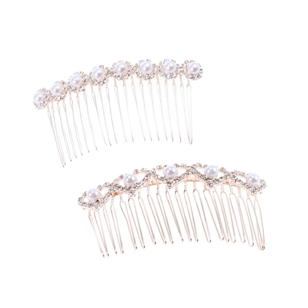 Angoily 2pcs Rhinestone Hair Combs for Brides Elegant Alloy Hair Accessories for Wedding Engagement Prom and Special Occasions Delicate Inlay Design