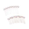 Angoily 2pcs Rhinestone Hair Combs for Brides Elegant Alloy Hair Accessories for Wedding Engagement Prom and Special Occasions Delicate Inlay Design view 1