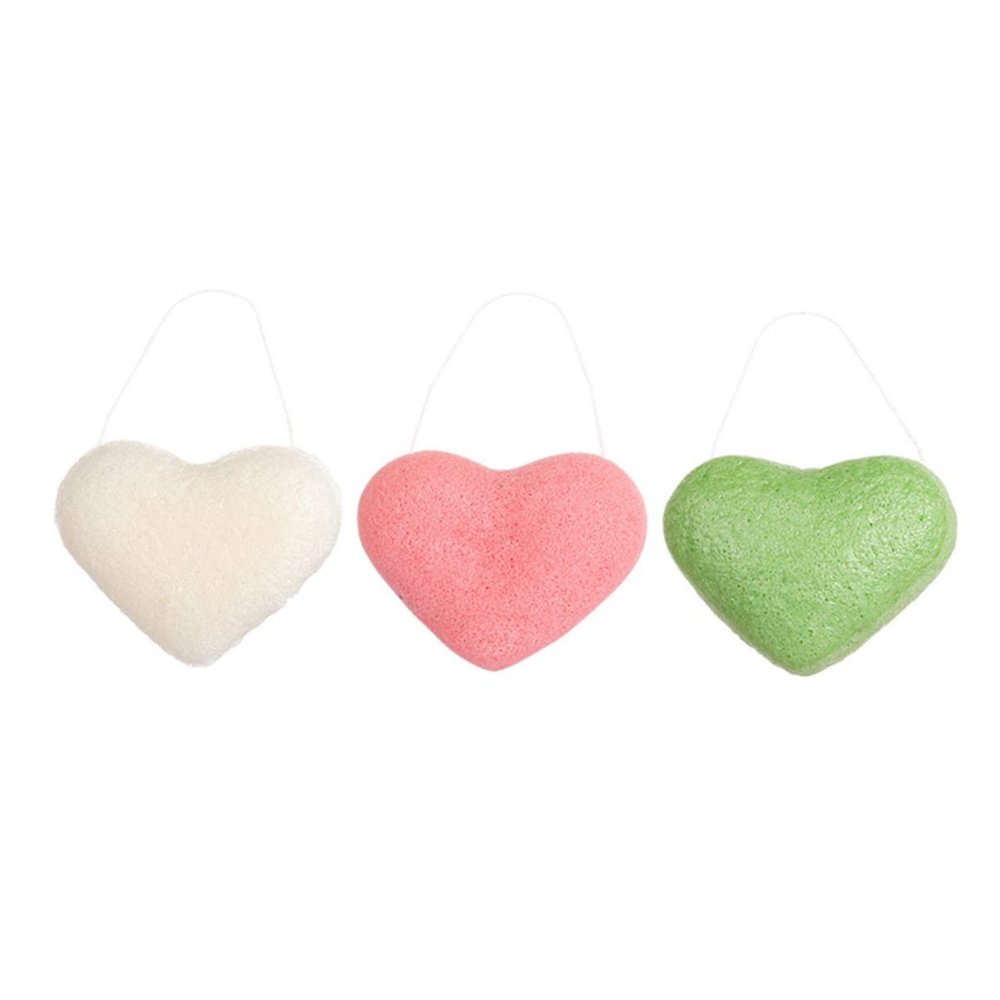 Angoily Heart Shape Face Puff Facial Cleansing Brush Makeup Pads Skin Care Tools Random Color