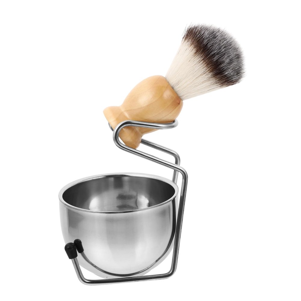 Didiseaon Men's Grooming Kit Shaving Brush Set Mustache Shaving Bowl Stainless Steel Beard Brush Rack 3pc Shaving Tool Kit for Smooth Shave