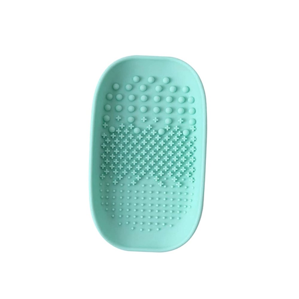 minkissy Silicone Makeup Brush Cleaning Pad Durable Handheld Scrubbing Dish for Washing Compact Design for Women Light Green