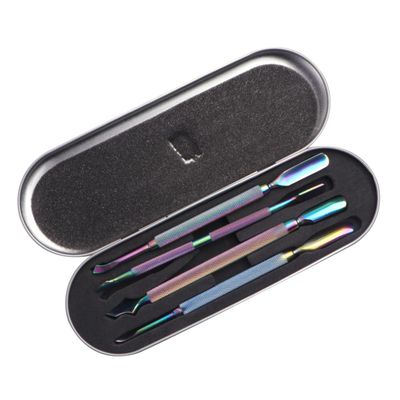 NOLITOY 4pcs Cuticle Pusher and Dead Skin Remover Set Durable Manicure Tools for Nail Care and Grooming for Home and Salon Use Colorful Design