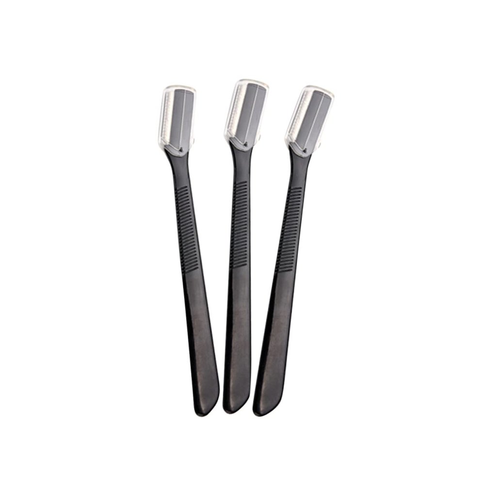 Housoutil 12pcs Safety Eyebrow Trimmer Curler Kit Eyebrows Face Scrubber Tweezers Gel Comb Moisturizer Nose Facial Razor Eyebrow Shaver Makeup Accessories Practical Eyebrow Trimmer Black