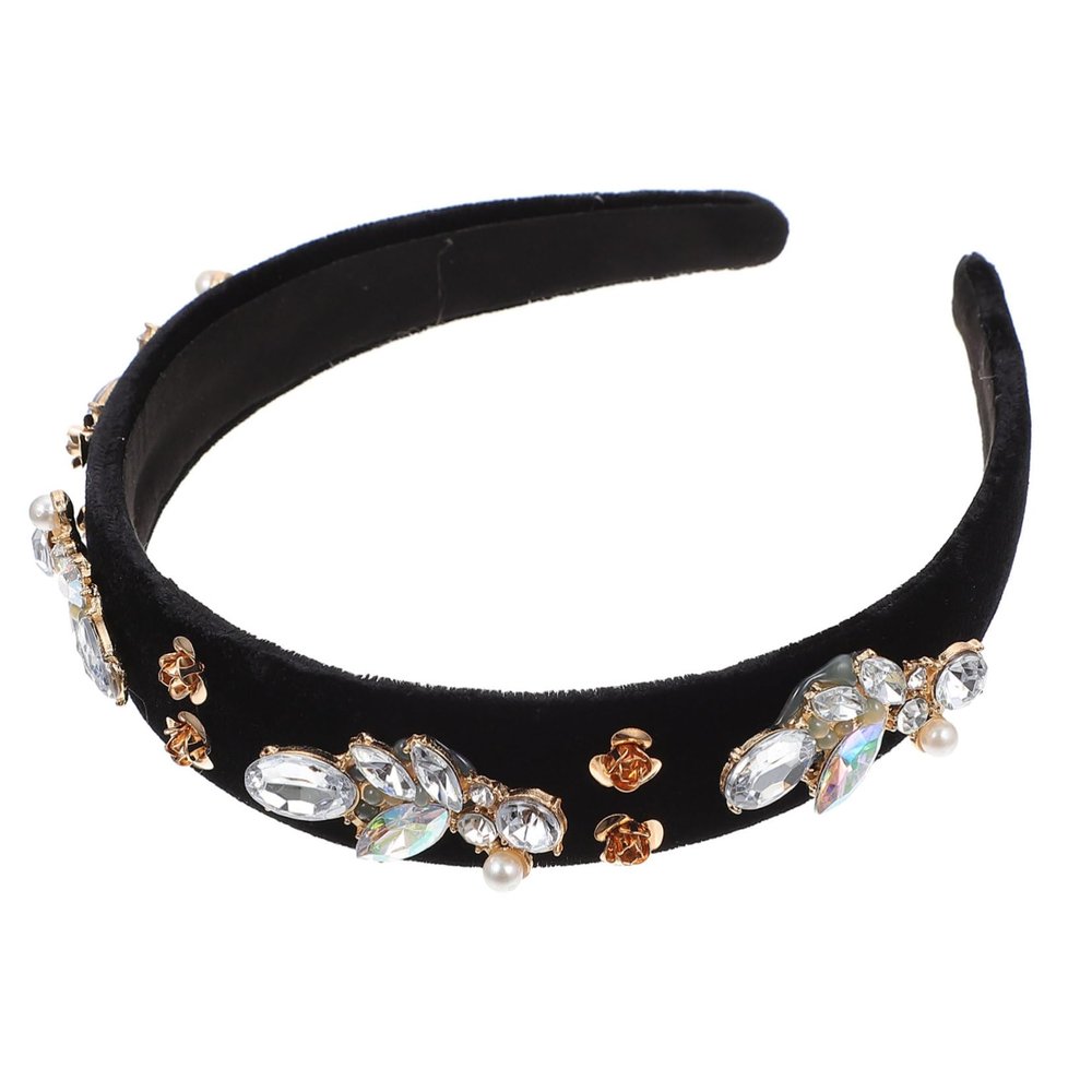 MERRYHAPY Chic Baroque Rhinestone Pearl Hair Band Pearl Rhinestone Hair Accessory for Women