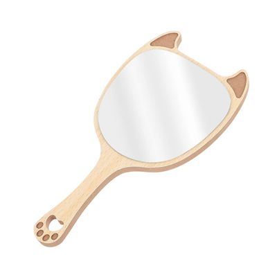 NOLITOY Handheld Makeup Mirror Wooden Handle Cute Animal Design for Travel and Daily Use for Girls and Ladies Reflection for Makeup and Grooming