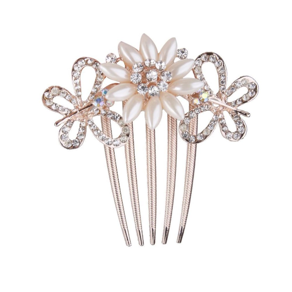Angoily 5 Hair Slide Comb Rhinestone Faux Pearl Hair Clip for Wedding Ornaments
