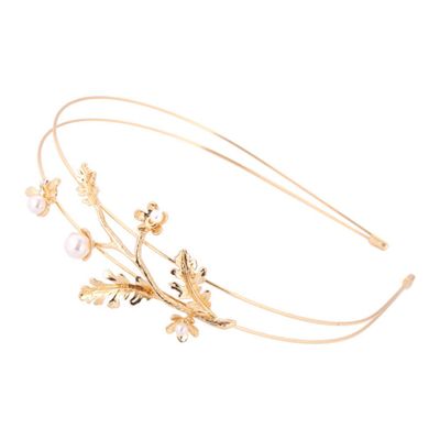 MERRYHAPY Sparkly Women Pearl Headband Double Branch Design Lightweight Hairhoop Party Headpiece