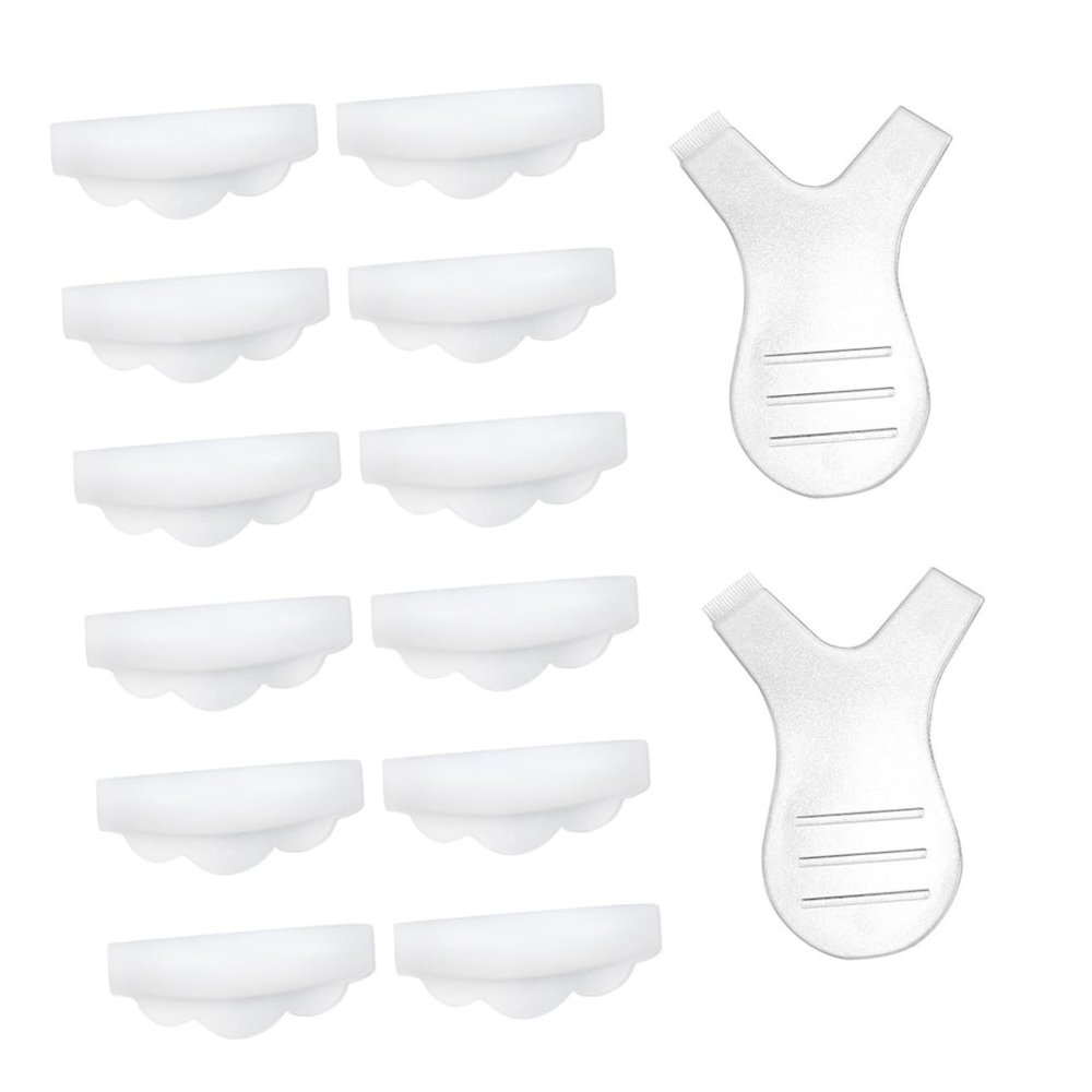 Angoily 12pcs Eyelash Perming Curler with Silicone Pads and Y-Shaped Comb for Natural Lash Lifting Safe and Durable Makeup Tool for All Eye Shapes
