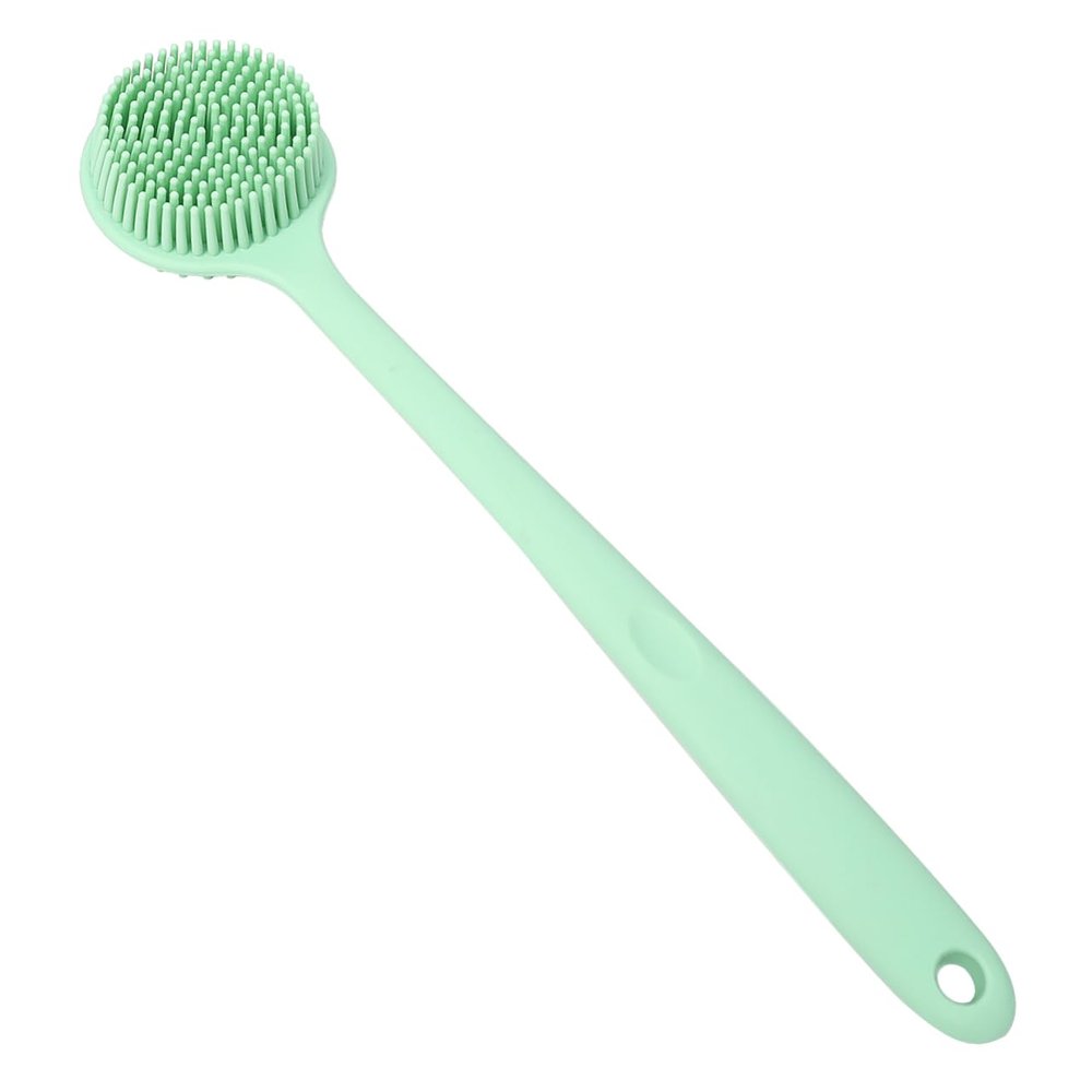 Angoily Family-use Silicone Bath Brush Long Handle Double-Sided Scrubber Back Brush Hooks Comfortable Design
