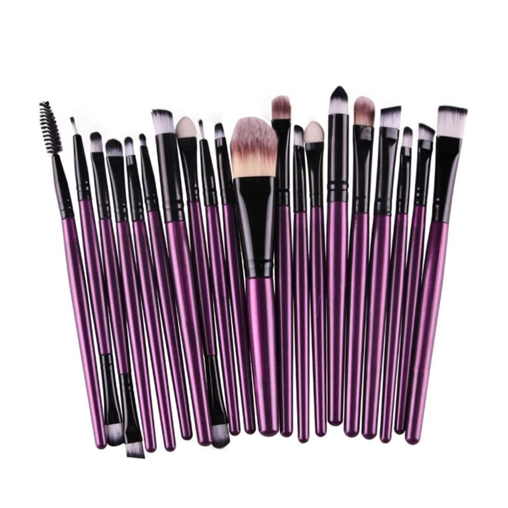 Angoily Professional Eye Makeup Brush Set 20pc Eye Shadow Brushes Makeup Brush Cosmetic Brush Set Natural Purple Rod Black Tube for Daily Use
