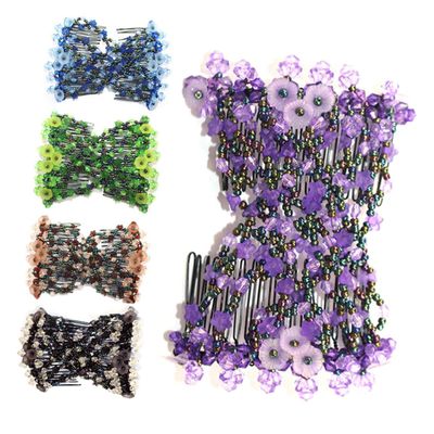NOLITOY 5pcs Beaded Hair Combs Elastic Double Hair Clips for Easy Styling and Decoration Random Styles for Types for Women and Girls