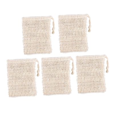 Beatifufu Shower Soap Pocket 5 Pack Mesh Soap Saver Pouch Light Yellow for Bath Body Reusable Washable