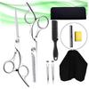 NOLITOY 9pcs Professional Hair Cutting Shears Set Stainless Steel Barber Scissors Kit for Home and Salon Use Includes Combs Clips and Cape for Hairdressing view 2