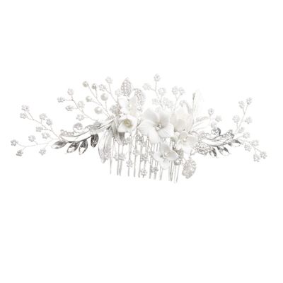 Angoily Handmade Ceramic Flower Comb Floral Headpiece for Women Hairpin for Wedding
